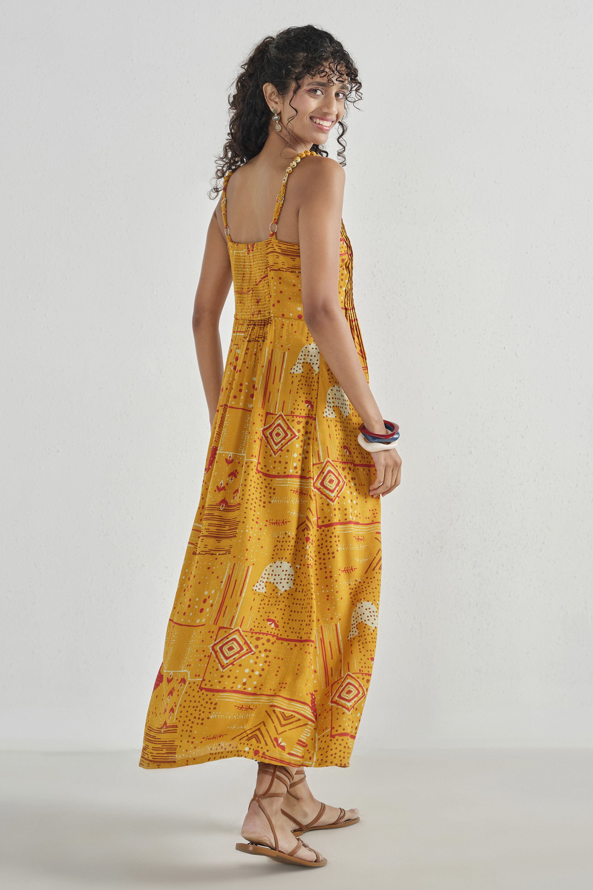 Mustard Meadow Modal Dress, Mustard, image 5
